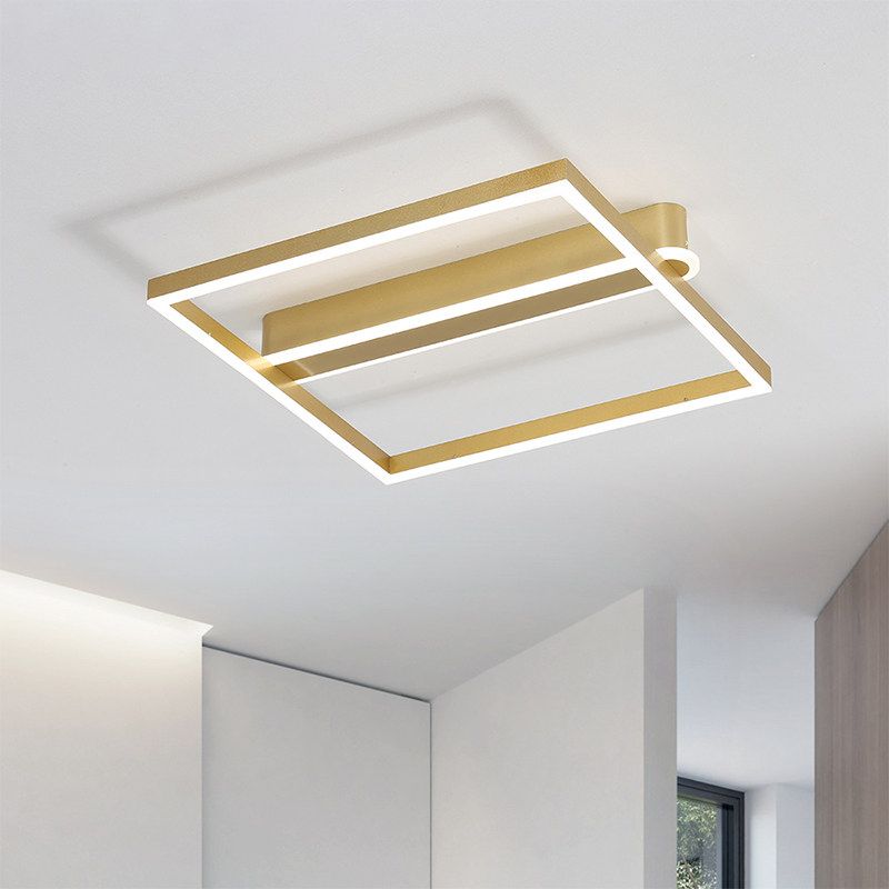 Acrylic Square Frame Ceiling Flush Simple Gold/Coffee Finish LED Flushmount Light for Bedroom