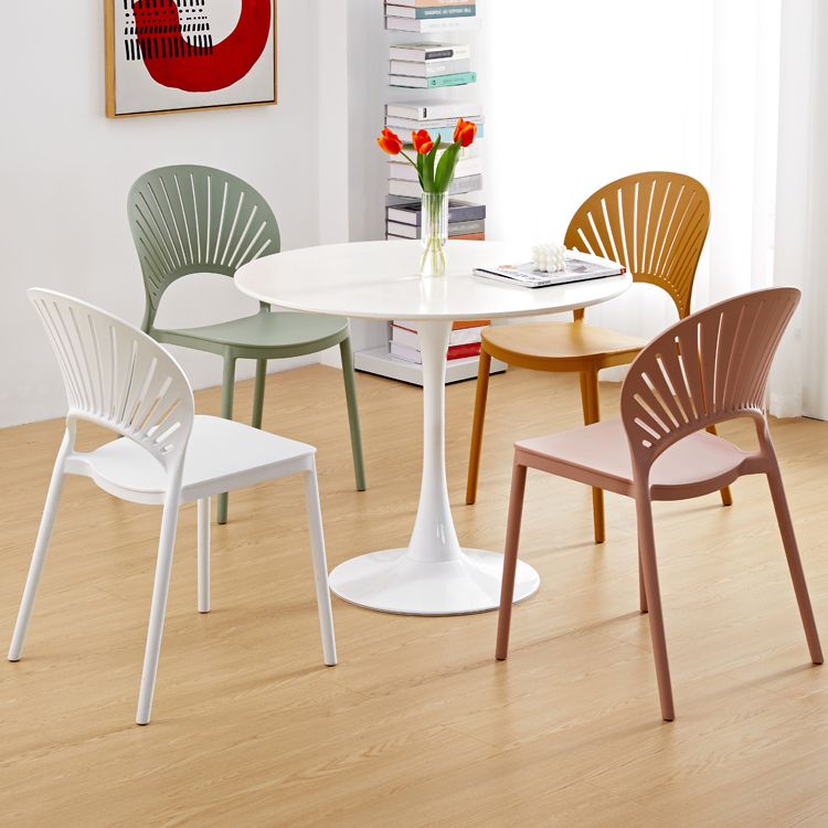 Contemporary Style Plastic Dining Armless Chair Open Back Dining Side Chair