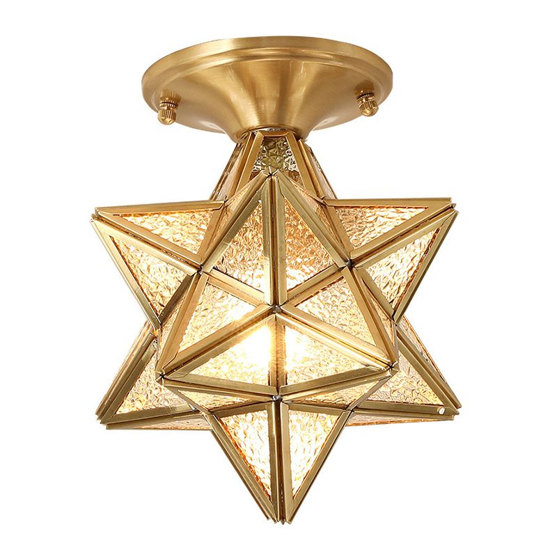 Contemporary Ceiling Lighting Star-Shade Flush Mount Fixture with Glass for Hallway