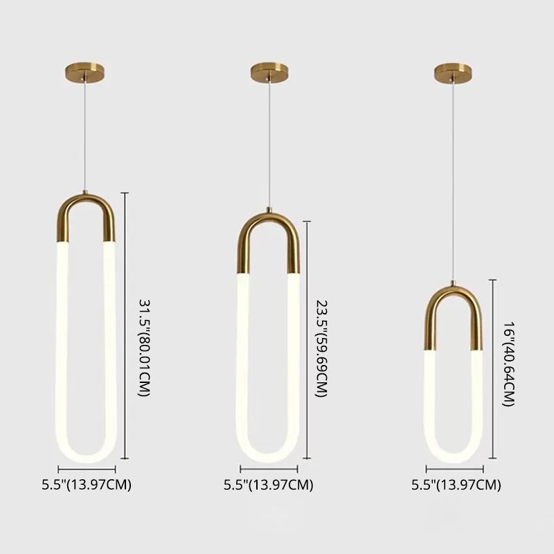 Gold Round Shape LED Pendant Lamp Modern Minimalist Metal Hanging Lamp for Living Room