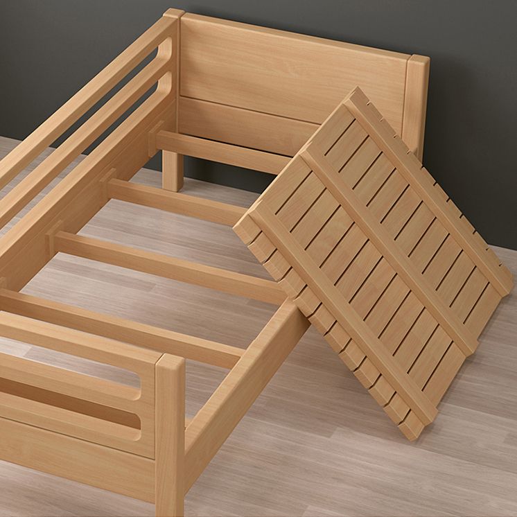 Contemporary Natural Solid Wood Nursery Crib with 4 Guardrail