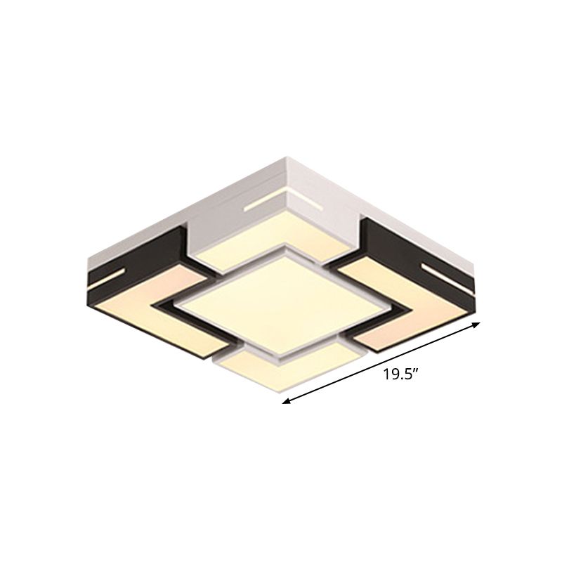 Black-White Splicing Square Ceiling Flush Nordic LED Acryl Bündig Mount Light in White/3 Color Light