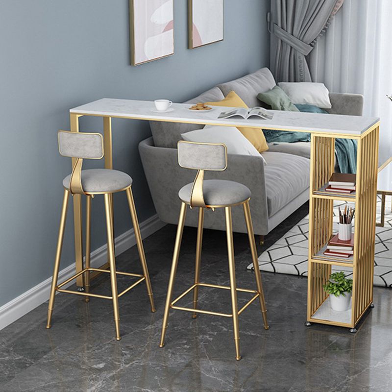 Glam Bar-height Table Faux Marble Top Bistro Pub Table with 3 Shelves