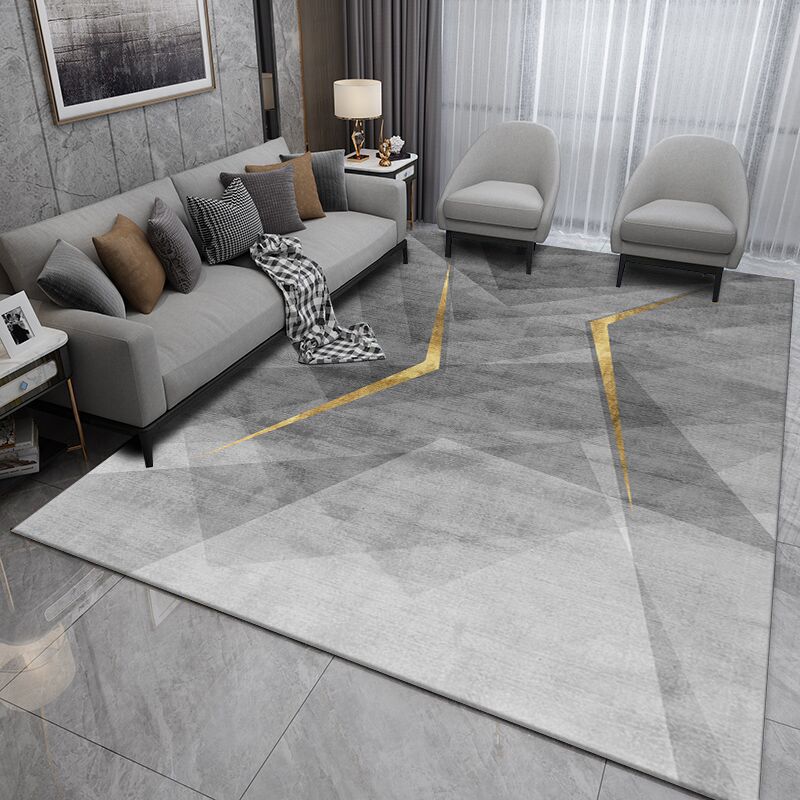 Gorgeous Carpet Trendy Gray Tone Polyester Area Rug Stain Resistant Carpet for Living Room