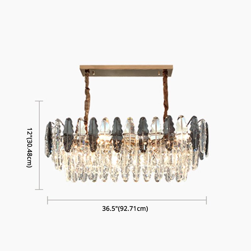 Luz de la isla de cristal sombreada lámpara de lámpara de lámpara de estilo moderno en transparente