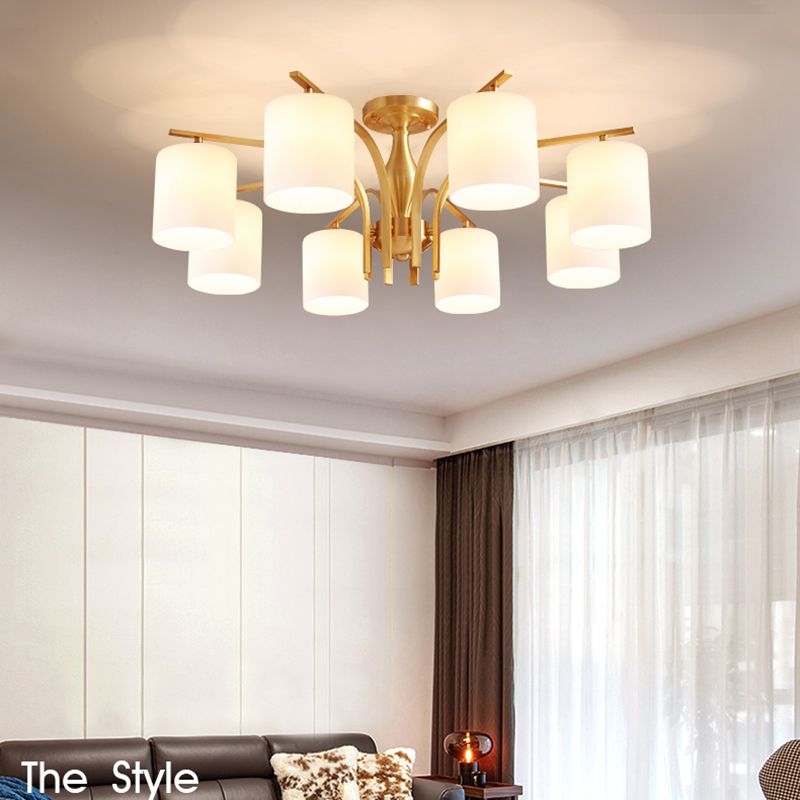 Semi Mount Lighting Minimalist Glass Cylindrical Semi Flush Mount Ceiling Fixture