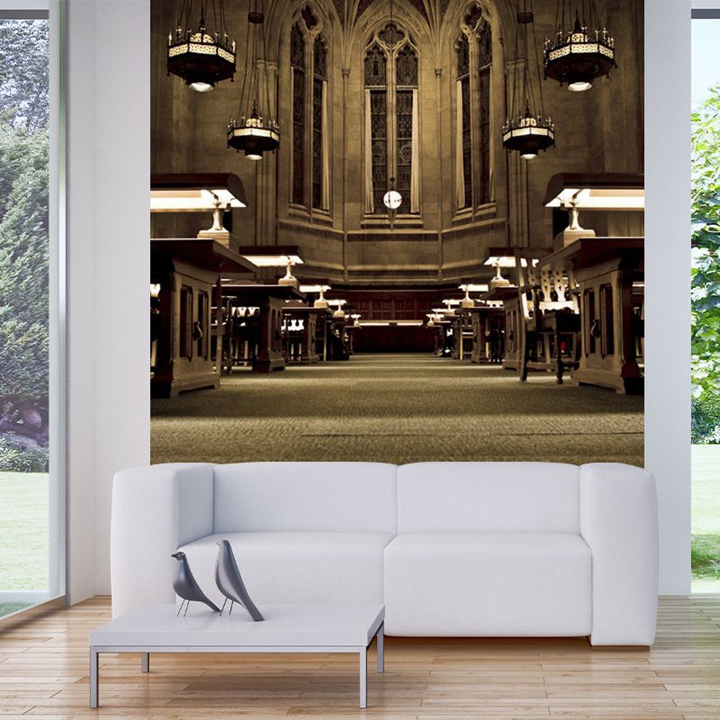Modern Interior Church Wallpaper Murals Brown Moisture Resistant Wall Covering for Accent Wall
