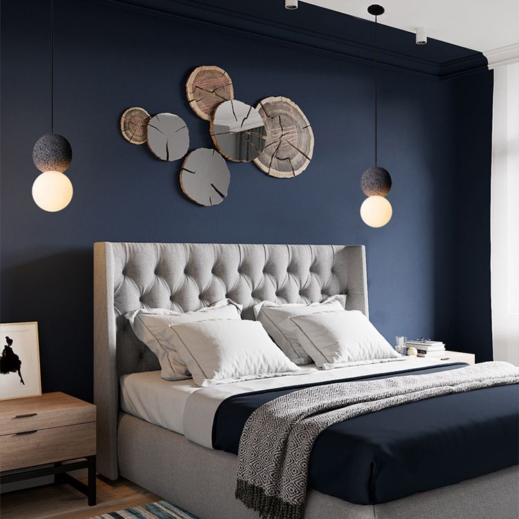 Cement Modern Nordic Pendant Light 1-Light Grey Hanging Ceiling Light for Bar