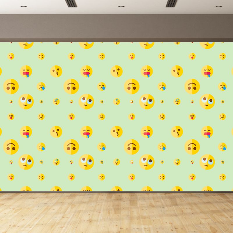 Stain Resistant Mural Cartoon Emoji Illustration Living Room Wall Mural
