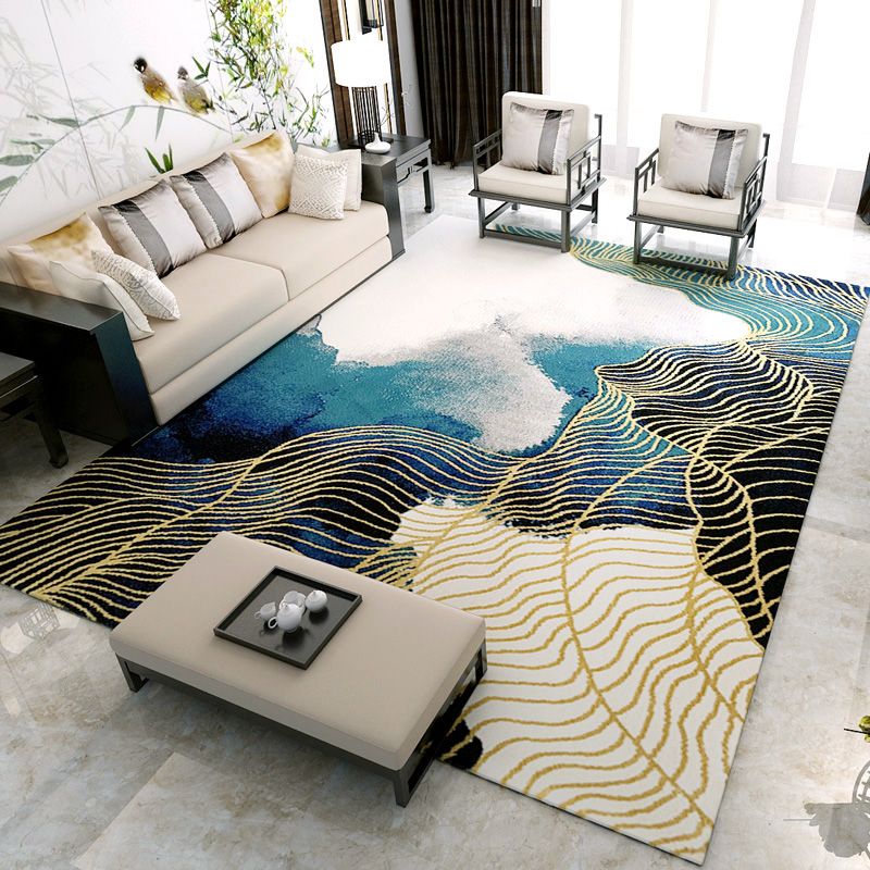 Gold Line Carpet Polyester Modern Carpet Washable Carpet for Living Room