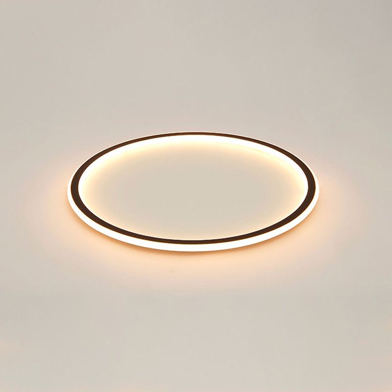 Metal Round Shape Flush Ceiling Light Modern 1-Light Flush Ceiling Light Fixtures in Black