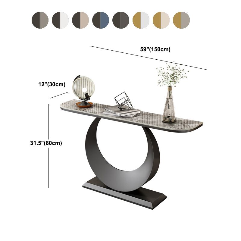 Stain Resistant Console Table 11.8" W Slate Glam Half Moon End Table