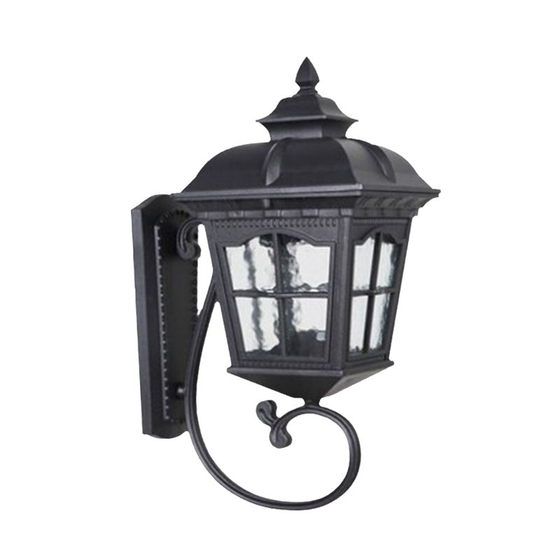 Aluminum Black Wall Mount Lighting Geometric 1-Head Lodges Wall Lamp with Water Glass Shade
