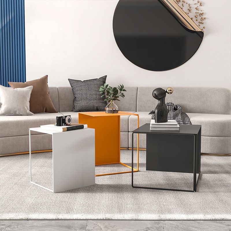 Trestle Coffee Table Mid-Century Modern Iron Coffee Table for Living Room