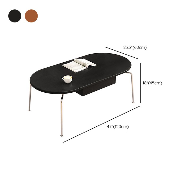 4 Legs Coffee Table Contemporary Oval Solid Wood Coffee Cocktail Table