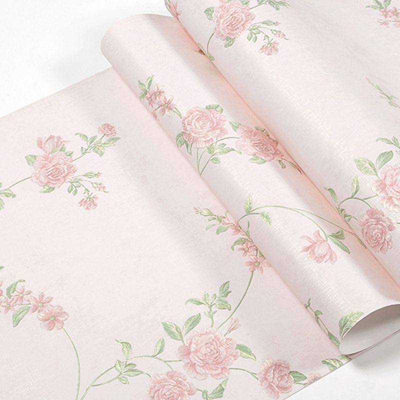 Girly Roses and Dense Flower Patterns Stain-Resistant Non-Pasted Wallpaper, 31'L x 21"W