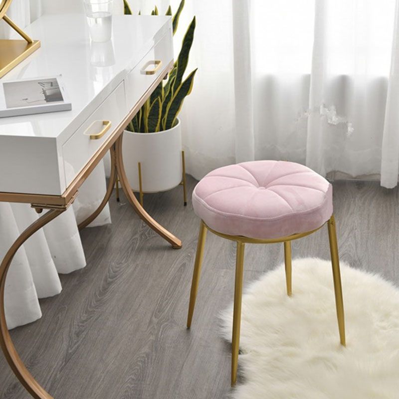 Velvet Upholstered Ottoman Velvet Colored Flower Shape Metal Frame Ottoman