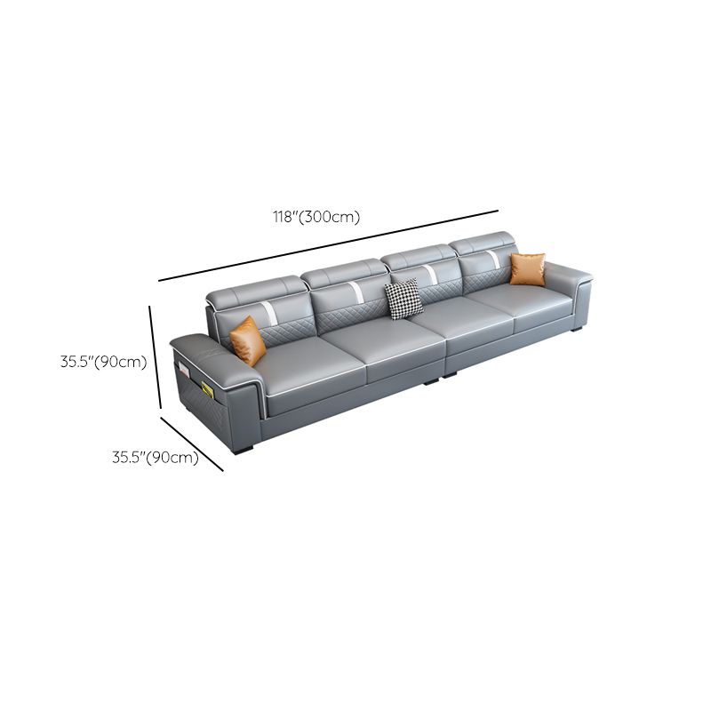 Pillow Top Arm Sofa 35.43" High Faux Leather Sofa Stain Resistant