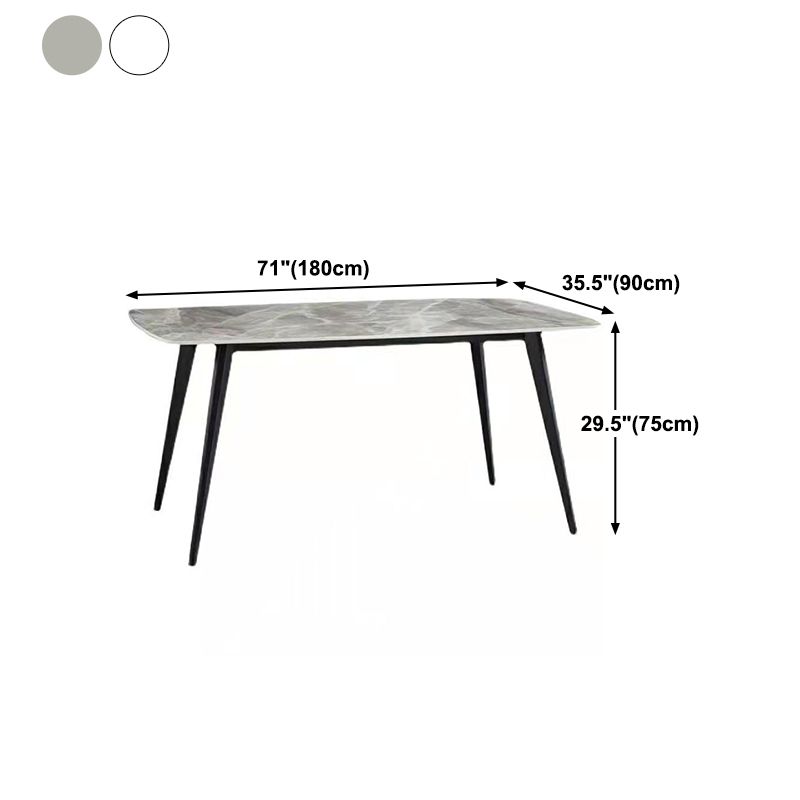 Rectangle 4 Legs Dining Table Industrial Sintered Stone Kitchen Table