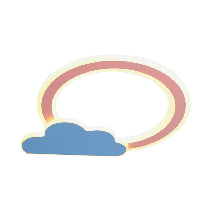 Blue/Pink Finish Cloud and Loop Flush Lighting Minimalist LED Acrylic Flushmount Lamp for Kids Room