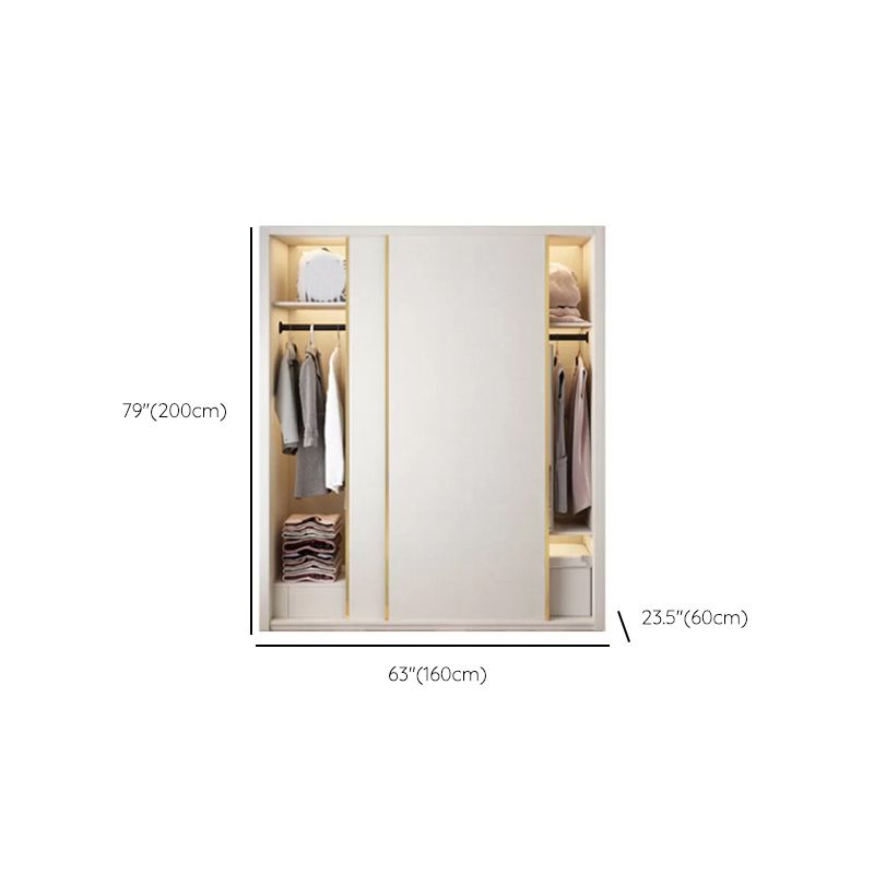 Engineered Wood Wardrobe Cabinet Modern Style Wardrobe Closet with Mirror