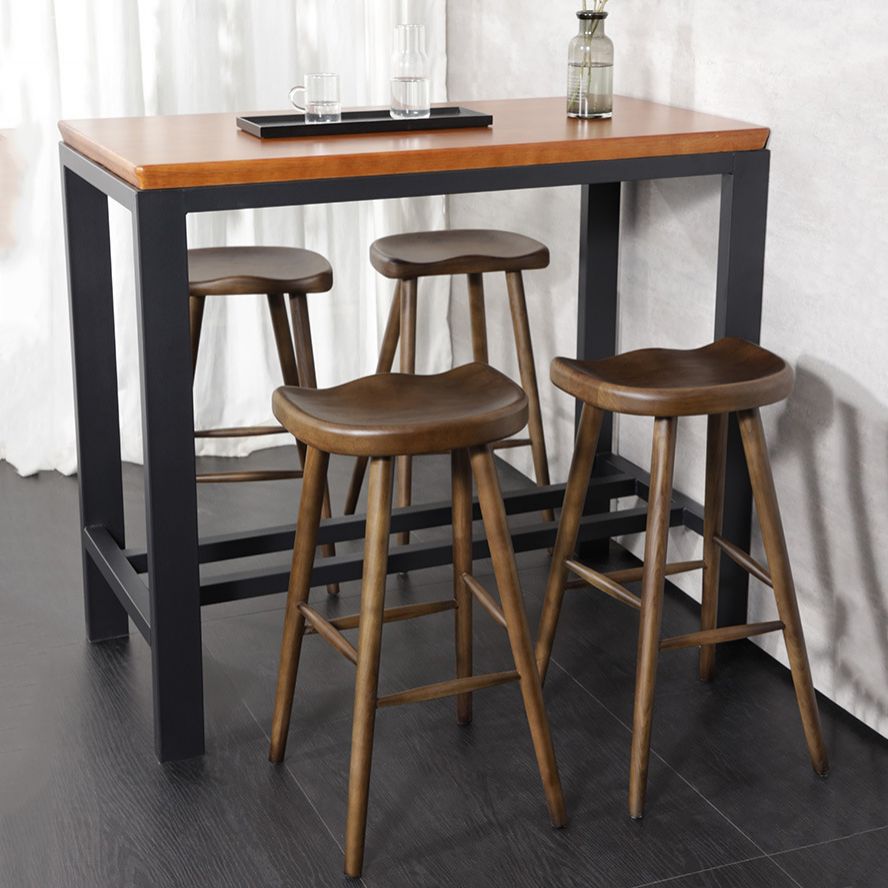 Contemporary Style Solid Wood Home Stool Matte Finish with Footrest