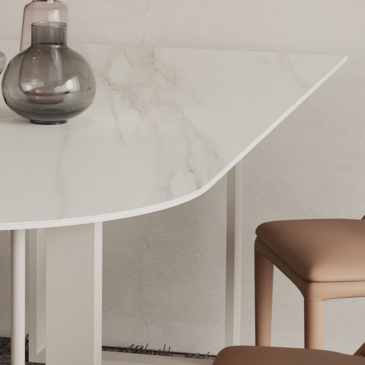 Modern Irregular Sintered Stone Dining Table White Standard Dining Table for Kitchen