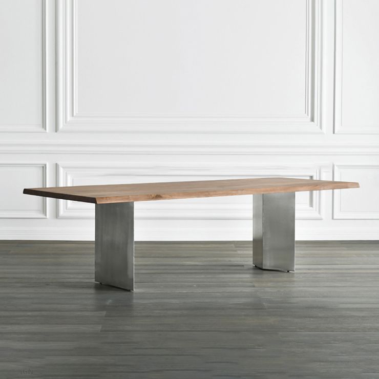 Mesa de comedor rectangular industrial de metal, mesa superior de madera para cocina y comedor