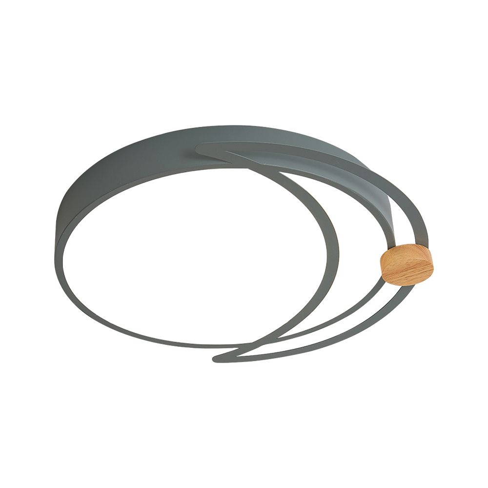 Maan Eclipse Slaapkamer Flush Mount Acryl Nordic LED dicht bij plafondverlichting in grijs/wit/groen met hout