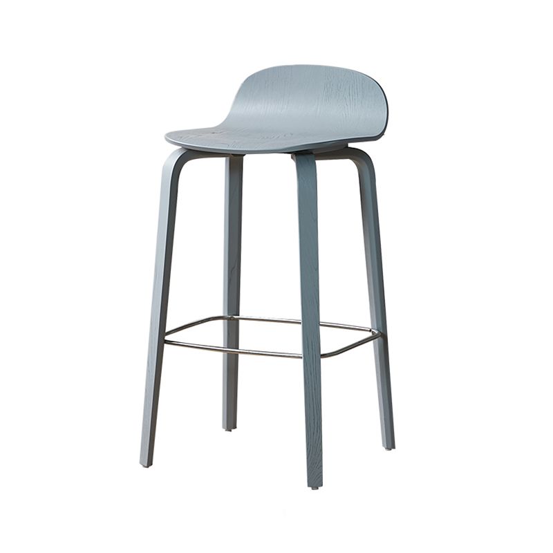 Contemporary Beech Wood Bar Stool Low Back Stool for Living Room