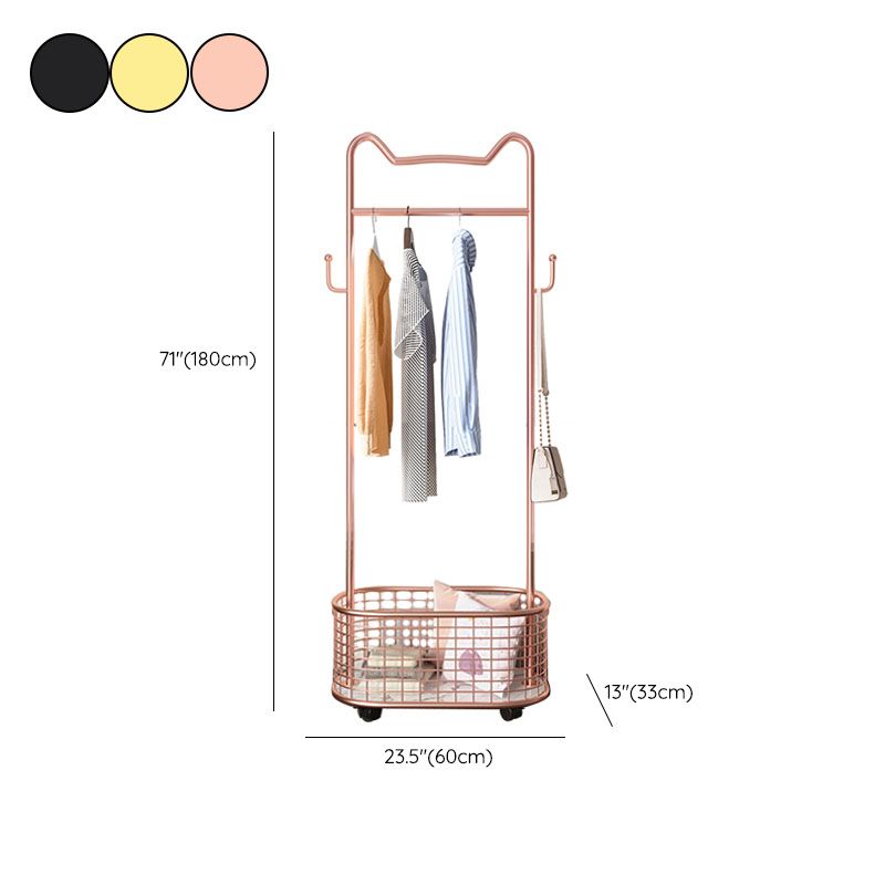 Glam Metallic Coat Hanger Free Standing Scroll Wheel Design Coat Rack for Bedroom