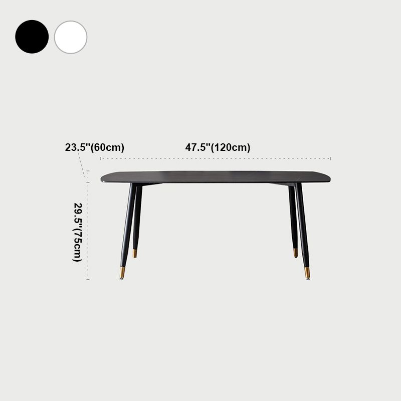 Mesa de comedor rectangular moderna de metal, mesa de piedra sinterizada para cocina y comedor