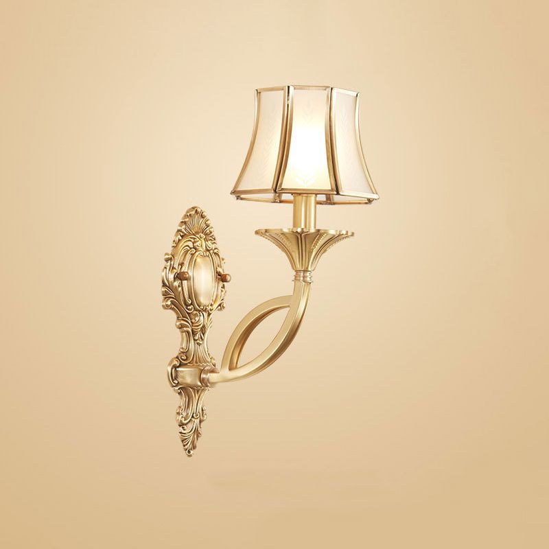 Taper Shaped Patterned Glass Chandelier Lighting Classic Living Room Pendant Light in Gold