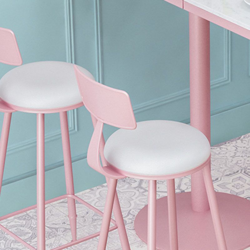 Moderner Barhocker aus Eisen mit Fußstütze, Milk Tea Shop, rosa Barhocker, 76,2 cm
