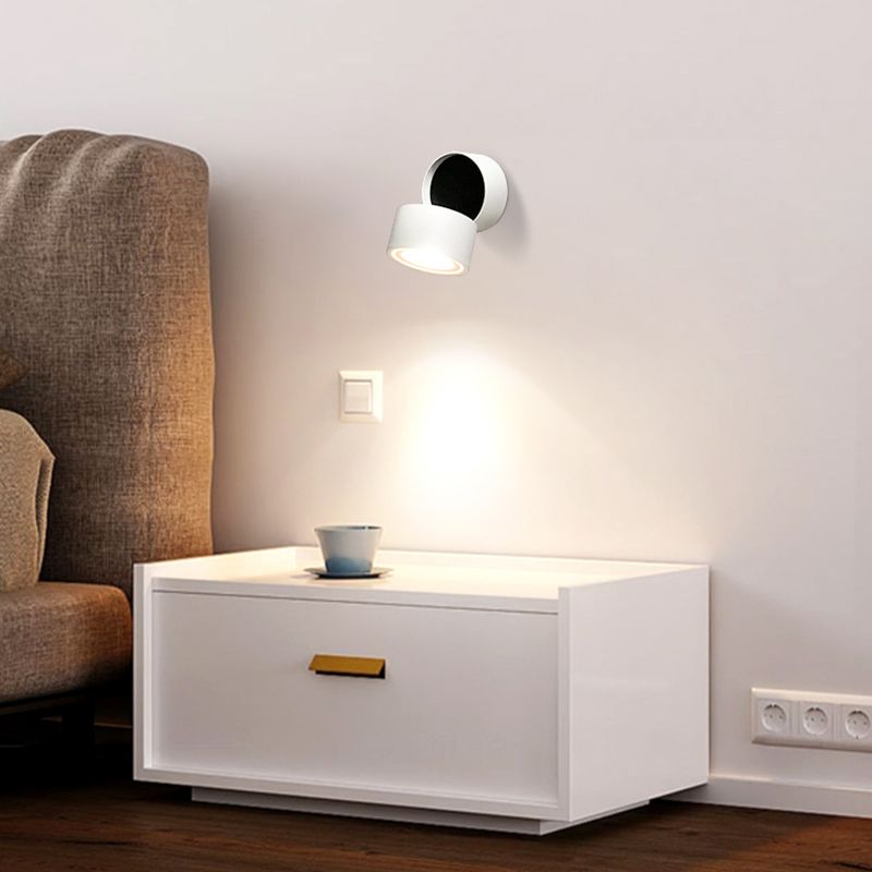 Modern Simple Aluminum Wall Light Cylinder Shape Rotatable Wall Lamp for Living Room