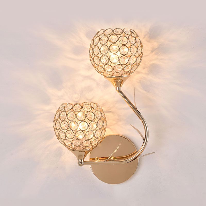 Éclairage mural rond de style minimaliste Éclairage Crystal Cloudroom Glasce Lightture in Gold