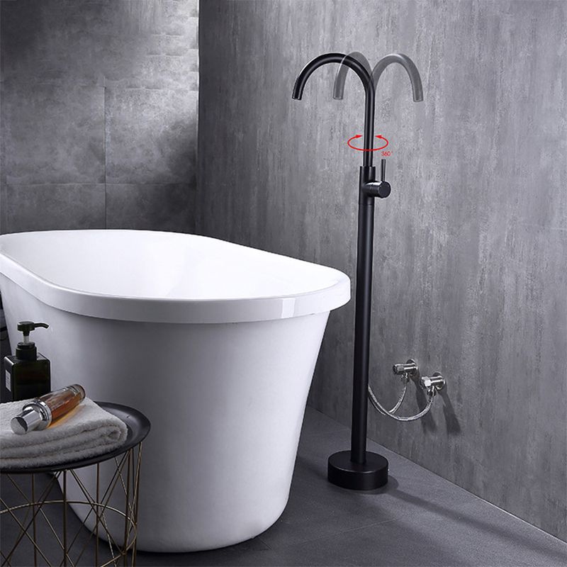 Floor Mounted Metal Freestanding Tub Filler High Arc Freestanding Faucet