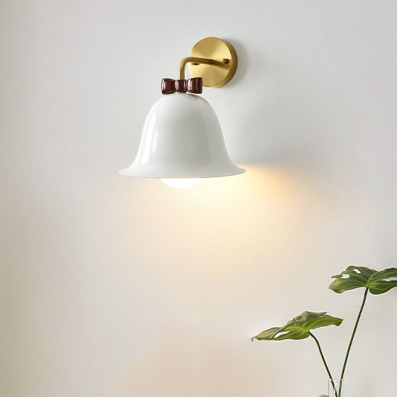 Modern Metal Wall Sconce Bell Shape Wall Light with Glass Shade for Bedroom