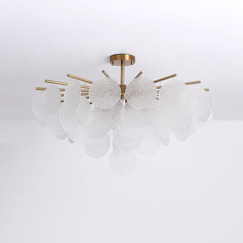 Round Shade Hanging Light Modern Style Glass Chandelier Light for Living Room