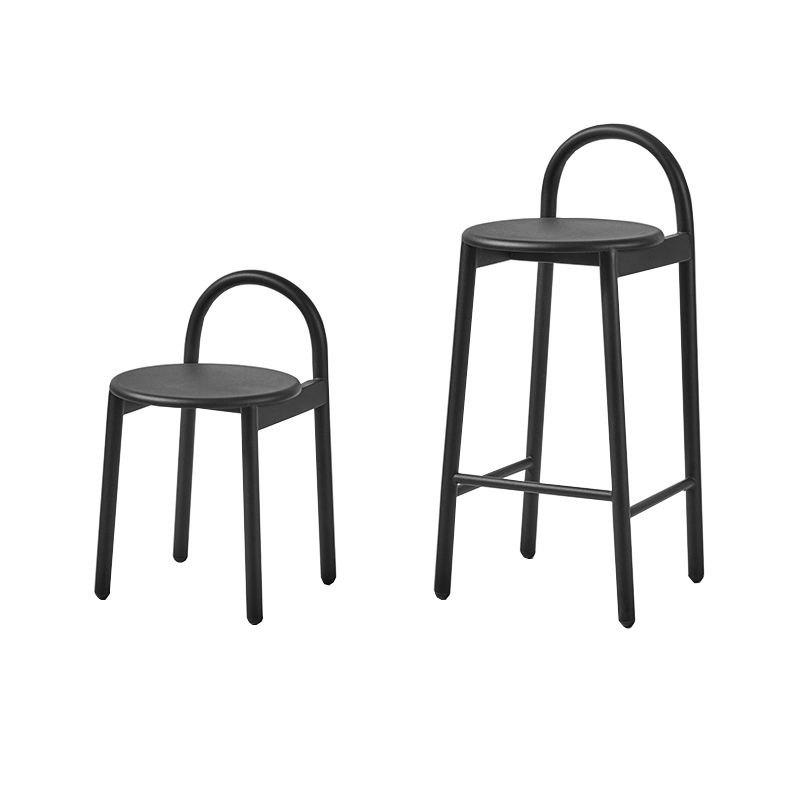 Industrial Circular Wood Top Barstool Metal 4 Legs Bar Stool for Living Room