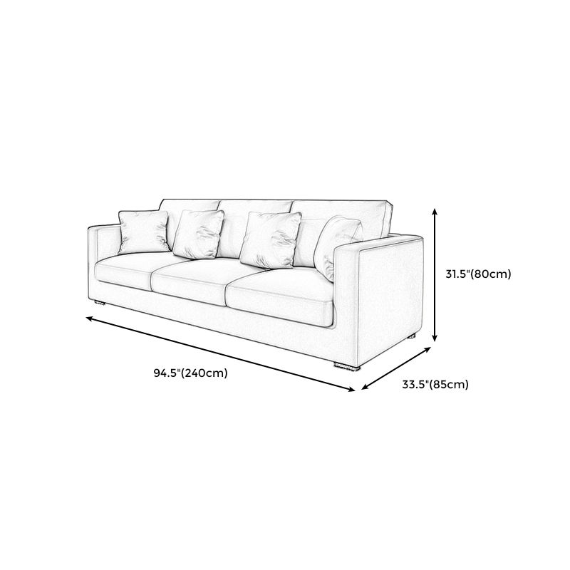Modern Square Arm Standard Settee Bench with Pillows for 3 People