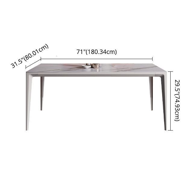 Minimalist Style Dining Room Set Sintered Stone Top Dinette Set with Metal 4 Legs Base