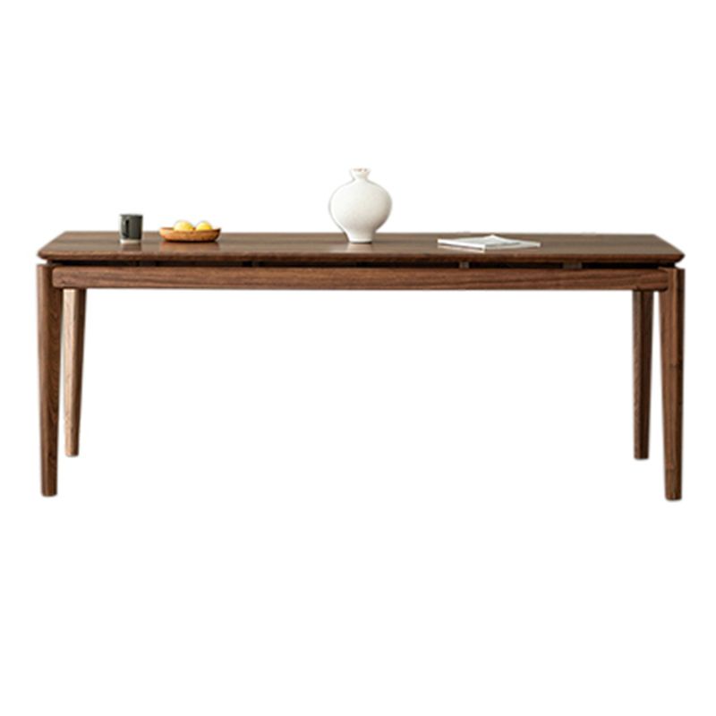 Modern Rectangle Dinner Table Brown Solid Wood Tabletop for Living Room