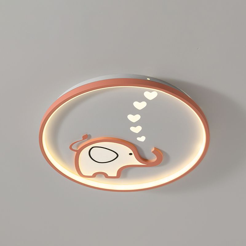 Metal Unique Shade Flush Ceiling Light Kid Style 2 Lights Flush Mount Fixture