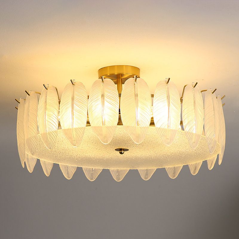 Modern Glass Ceiling Lamp Geometric Flush Mount Light Fixture for Bedroom