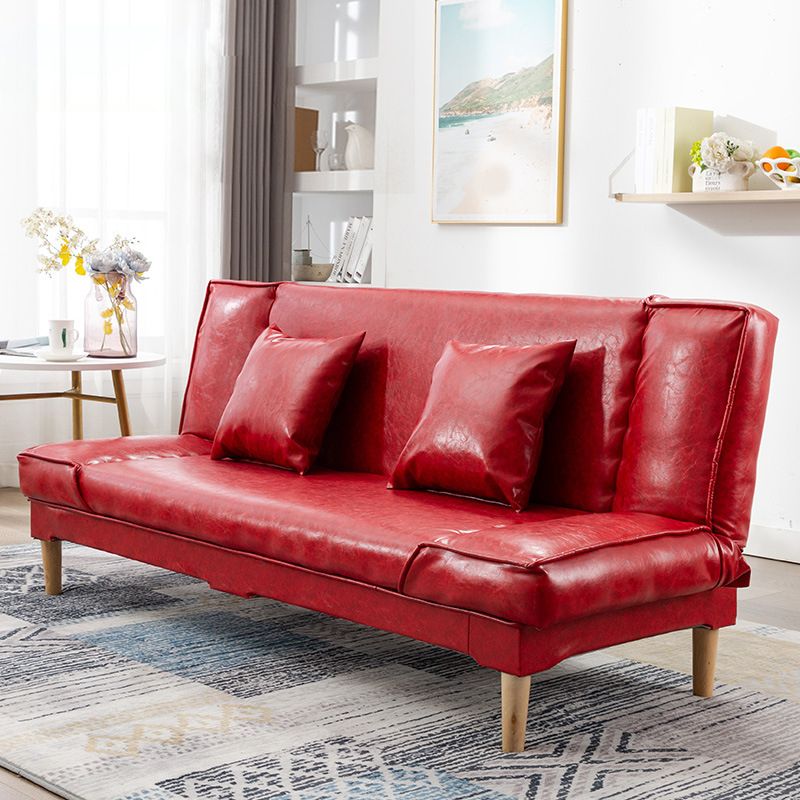 Modern Macaroon Wood 4  Legs Sofa Convertible Armless Sofe for Living Room