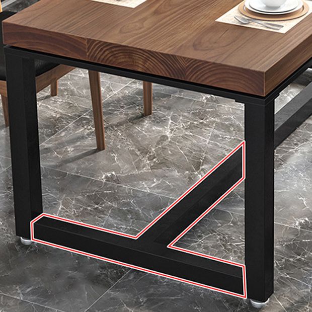 Metal Industrial Rectangle Table Pine Wood Top Indoor Table with Trestle Base