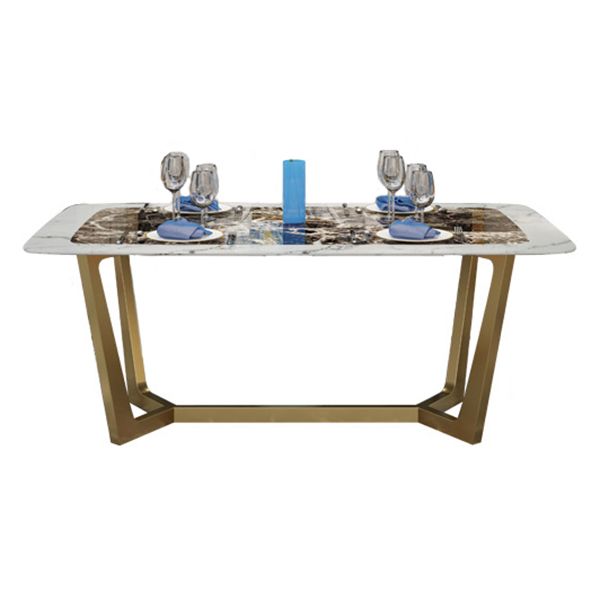Metal Mesa Top de mármol rectangular de lujo de metal con base de caballete
