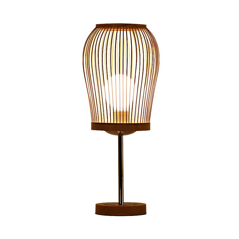 Lanterna da lavoro Illuminazione in bambù cinese 1 lampadina Beige Piccola lampada da scrivania per soggiorno