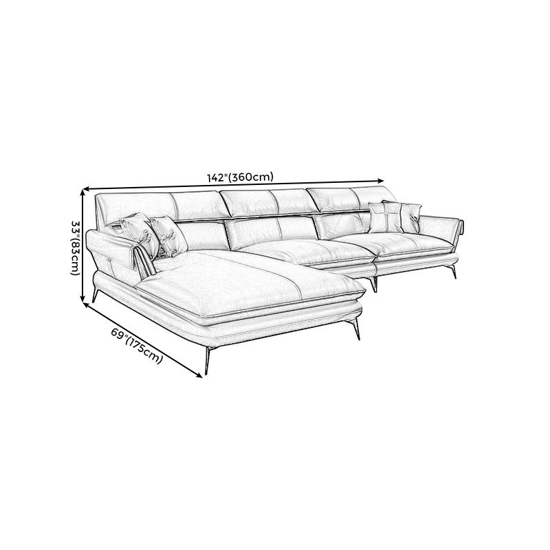 Leather Sofa in Gray Pillow Top Arm Cushions Modern Sofa for Living Room